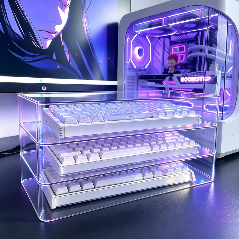 Keyboard storage box, transparent acrylic, multi-layer, wireless keyboard dust cover, desktop mechanical keyboard display stand Keyboard storage box, transparent acrylic, multi-layer, wireless keyboard dust cover, desktop mechanical keyboard display stand