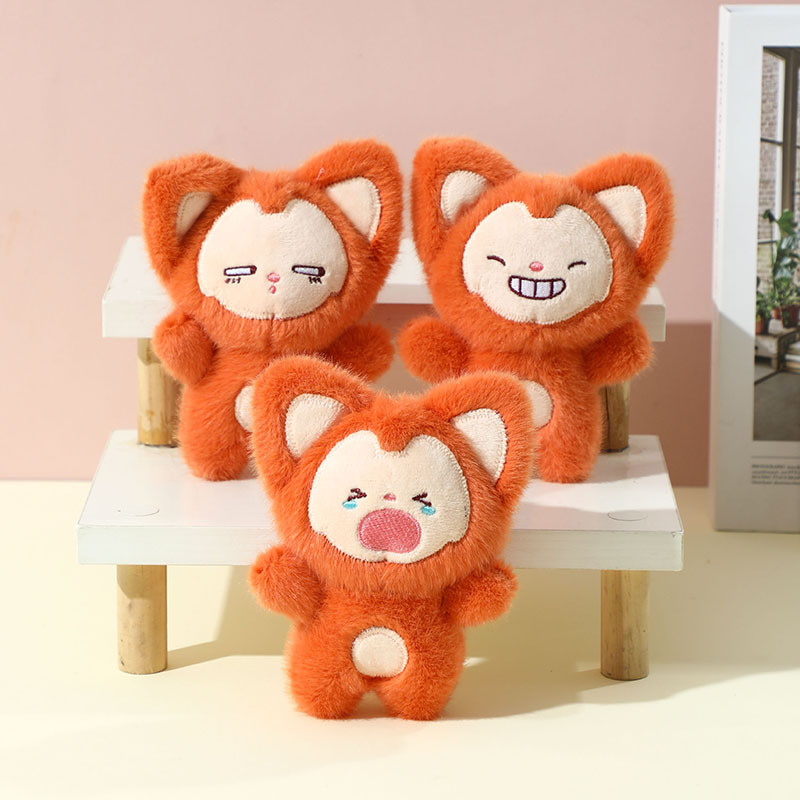 可爱表情小狐狸玩偶毛绒钥匙扣网红背包挂饰挂件娃娃公仔地摊批发