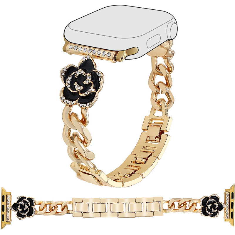 Suitable for Apple Watch Steel Band Iwatch45678/Se Generation Smart Watch Band New Flower Alloy Watch Band Suitable for Apple Watch Steel Band Iwatch45678/Se Generation Smart Watch Band New Flower Alloy Watch Band