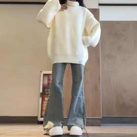 高领软糯毛衣女2025新款慵懒风小个子感内搭针织衫上衣秋冬季