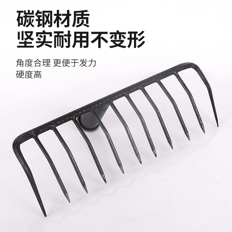 外贸批发除草搂草钉耙翻土神器农用加厚耙子农具农用园林工具跨境