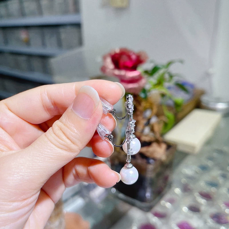 Цирконий из жемчуга, серебряная игла, длинные серьги-крючки, элегантные серьги для невесты, образец серебра 925, простой и элегантный дизайн, японский и корейский стиль