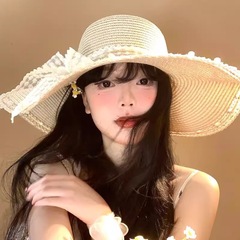 レースリボン麦わら帽子女性の夏の海辺のビーチ休暇日焼け止め気質フレンチスイートサンハット