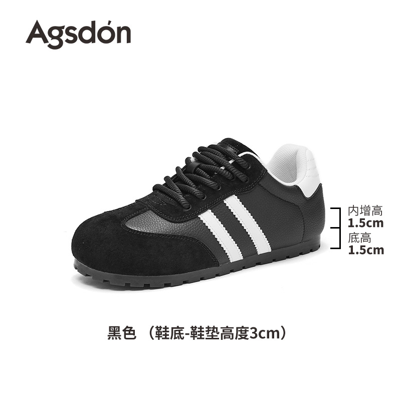 Zapatos de entrenamiento alemán de fondo grueso de Augu Shi Deng 2025 otoño nuevos zapatos casuales clásicos delgados zapatos blancos de moda