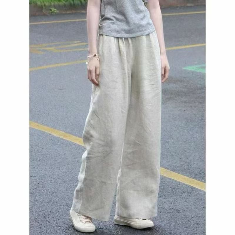 100% Pure Cotton New Cotton-Linen Casual Pants for Women 2026 Spring and Autumn Large Size Loose Harem Pants High-Waisted Slimming Long Pants