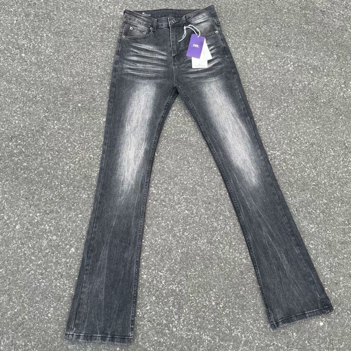 Women's American High Street 517 Cleanfit Jeans – Heavyweight Ice Blue Washed Stretch Flared Denim With Whiskering_mkmklike.com