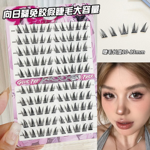 Bqi Glue-Free Sunflower False Eyelashes Simulate Natural Thick Female Group Girl Barbie Comic Cross-Border Upper and Lower Eyelashes