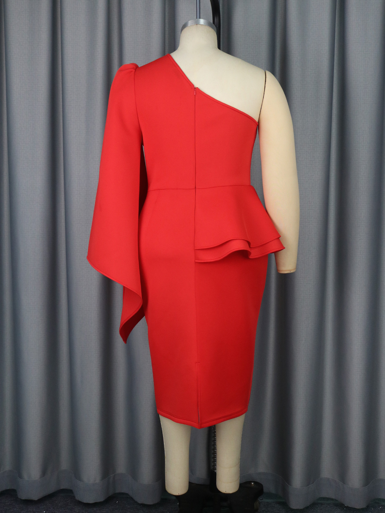 Abbigliamento da donna Sexy monospalla manica lunga grembiule fianchi plus size plus size personalità abito da banchetto_voghion.com