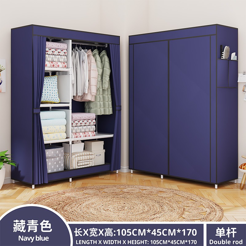 布ワードローブアセンブリ不織布防塵収納ワードローブ吊り下げシンプルなワードローブハンガースチールフレーム寮組み合わせ折りたたみキャビネット