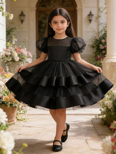 Lace small princess costume with bow, dress, (Physicals), puff sleeves