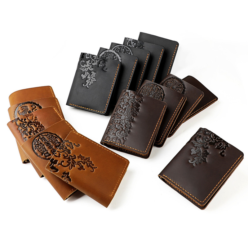 Cross-border Amazon New Retro Wallet Rugged Wild West Denim Style Handmade Bag Crazy Horse Pi Card Bag