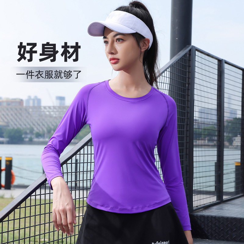 Camiseta de secado rápido ajustada para mujeres 2022 otoño nueva ropa de entrenamiento de yoga para correr delgada Camiseta deportiva para adelgazar