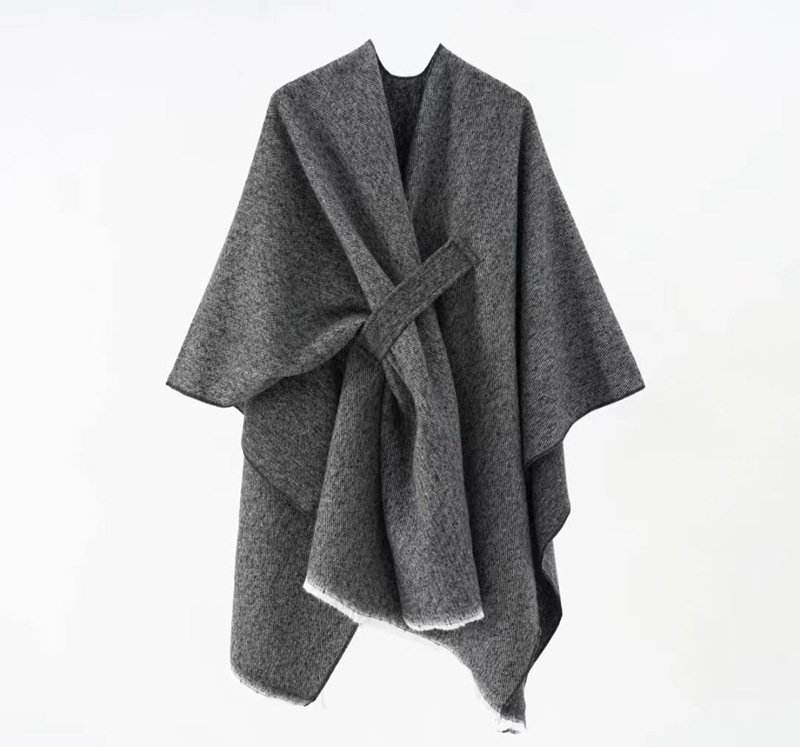 Capa de punto de imitación de cachemira de alta gama, estilo étnico, color sólido, a rayas, chal liso, capa decorativa