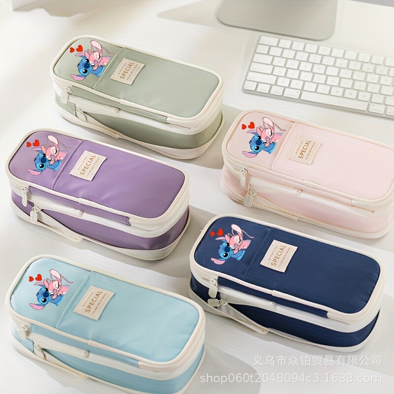 写真プリントステッチ鉛筆バッグ大容量高価値文具バッグ4層ジッパー文具箱DIY筆箱|undefined
