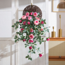 仿真花壁挂墙壁装饰花挂墙吊花挂花假植物墙面假花藤条仿生花藤蔓