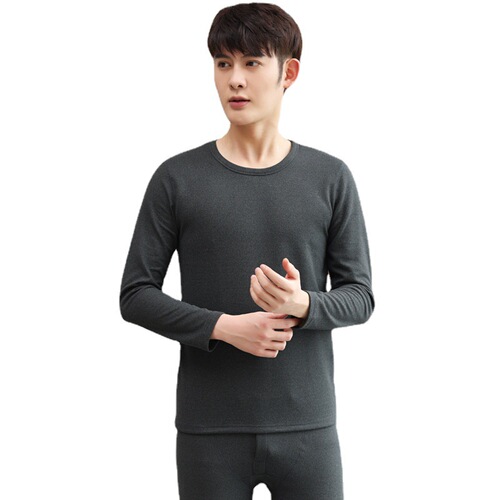 New German Wool Warm Innerwear Set for Men - Autumn/Winter Round Neck Slim Fit Top and Bottom with Heating, Fleece Lined and Thickened