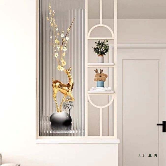 半墙卫生间屏风隔断现代简约艺术玻璃干湿分离洗漱台客厅玄关鞋柜