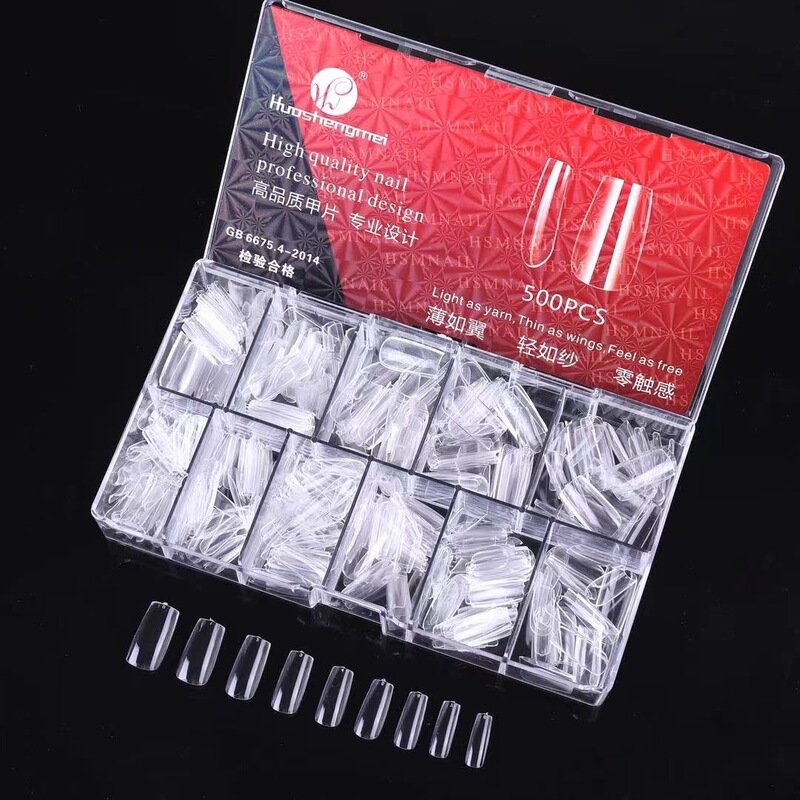 Nail polish new ultra-thin transparent trapezoidal almond square patch breathable 500 pieces boxed HSM nail polish