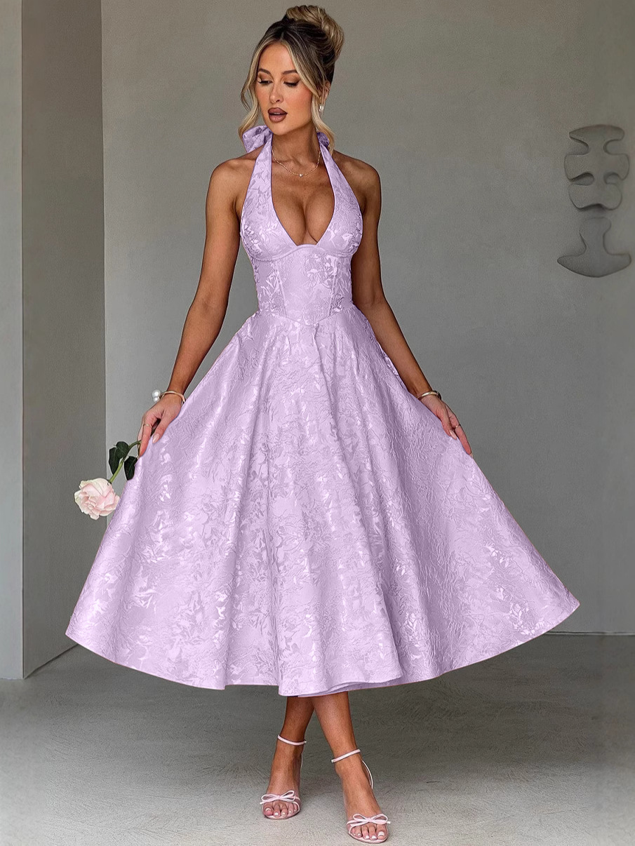 Elegant V-neck Backless Evening Dress For Summer Occasions_voghion.com