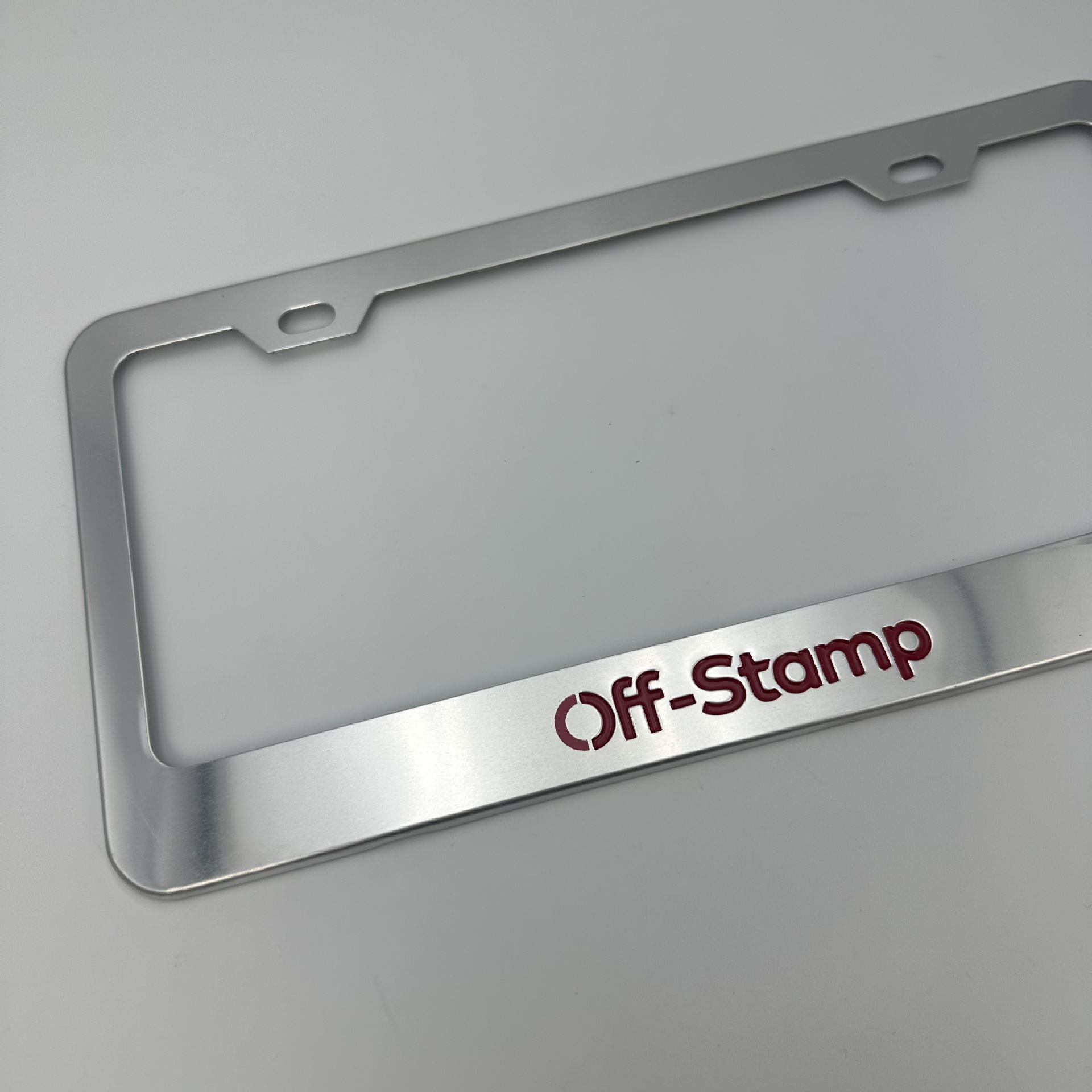 Cross-Border American Standard Stainless Steel License Plate Frame, Anti-Falling Thickened License Plate Frame, Off-Stamplogo Silver Color