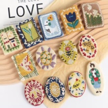 新款复古风手工刺绣布贴文艺范布艺配饰服饰包包配饰创意徽章批发