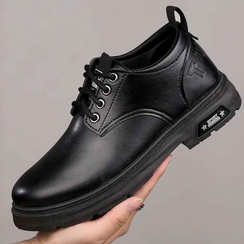 Весенняя новая молодежная мужская повседневная кожаная обувь удобная дикая шнуровка с плоским дном
