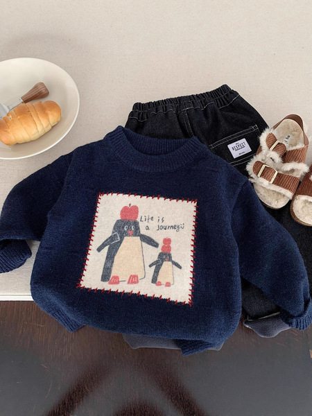 Children's winter knitted base keep warm demi-season sweater