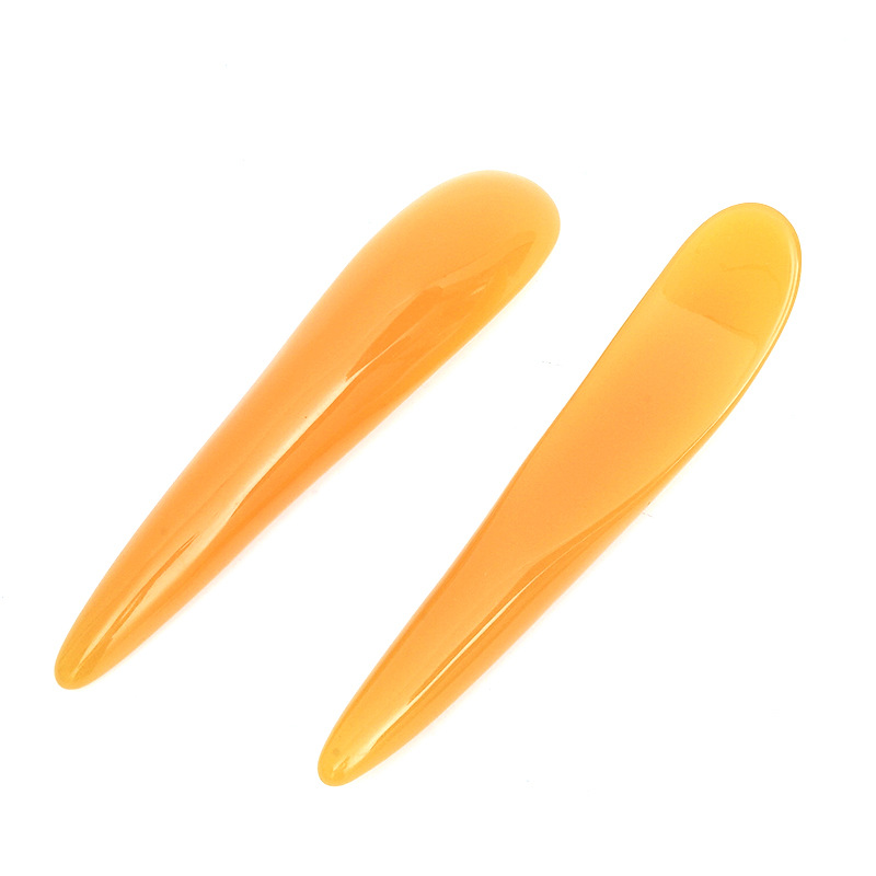 Factory Wholesale Resin Gua Sha Stick Beeswax Resin Half Stick Yellow Facial Beauty Health Massage Gua Sha Stick