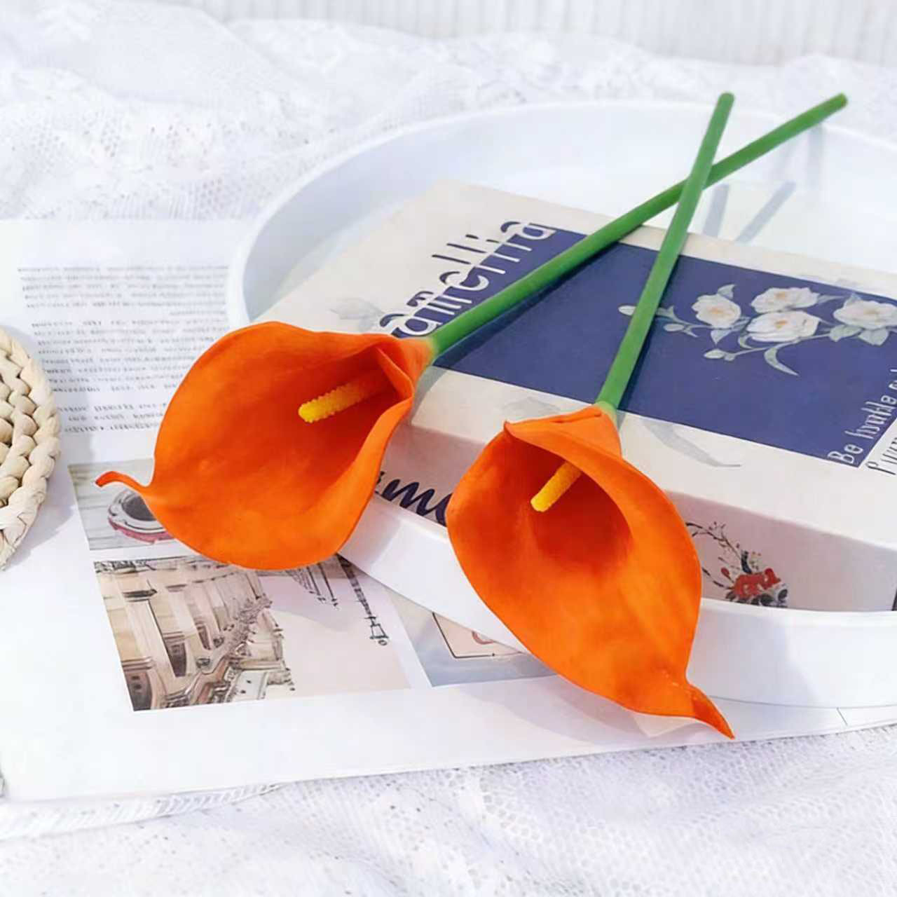 Red calla lilies