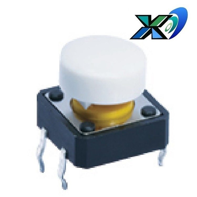 立式轻触开关 12*12 立式四脚按键开关12x12  圆头按钮开关白色帽