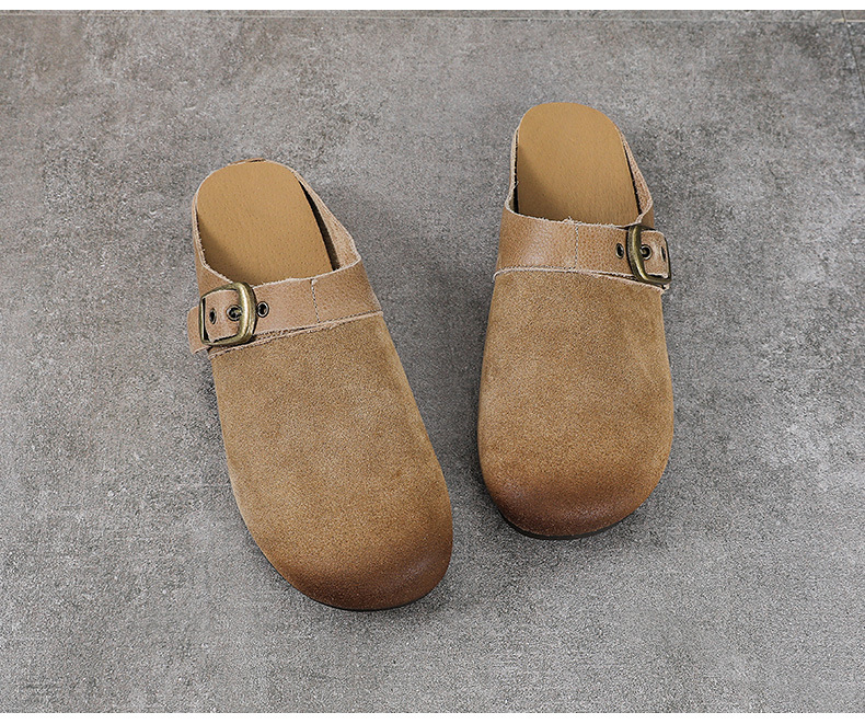 Dép sandal nữ da bò thật quai chữ V đế bệt mùa hè — màu sắc chi tiết 14