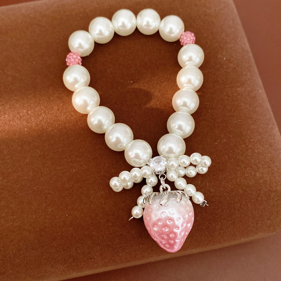 Zircon cuentas arco resina de fresas pulsera de perlas ligera de lujo pulsera de alta sensación fresca y dulce temperamento joyería