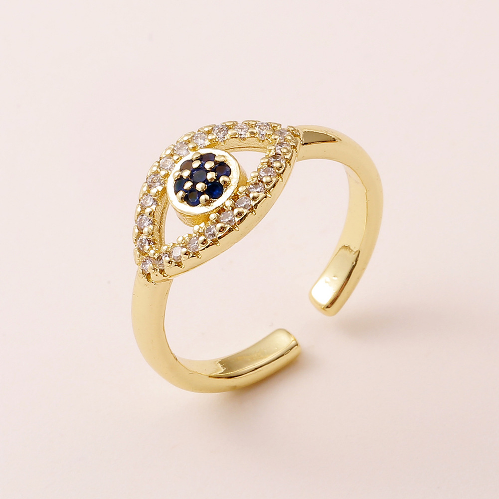 Fashion Hand Jewelry Copper Micro-set Zircon Evil Eye Tail Ring Wholesale display picture 1