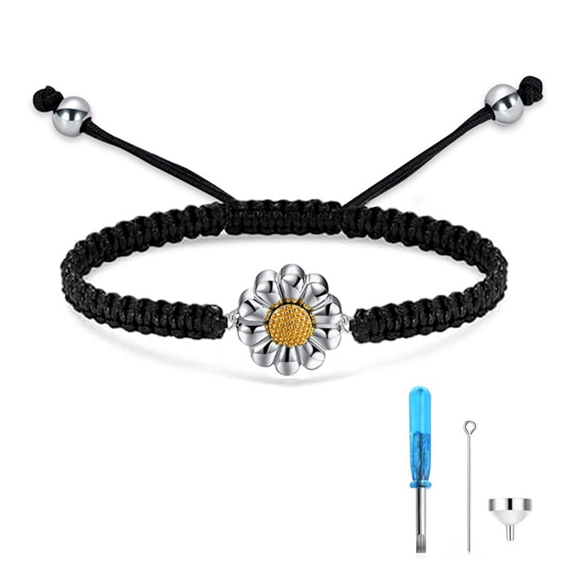 Factory supply fashion new handmade woven sunflower Daisy bracelet pet relatives hair Ashes bracelet