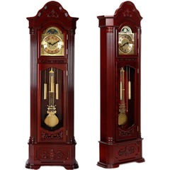 5YA1 Wall Clock, Hand-carved Solid Wood, Retro Simple European Mechanical Clock, Modern Chinese Style Living Room Timekeeper