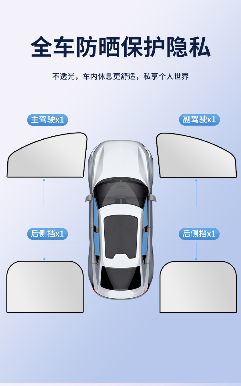 Upgraded car sunshade titanium silver sunshade magnetic suction car heat insulation sunscreen blinds