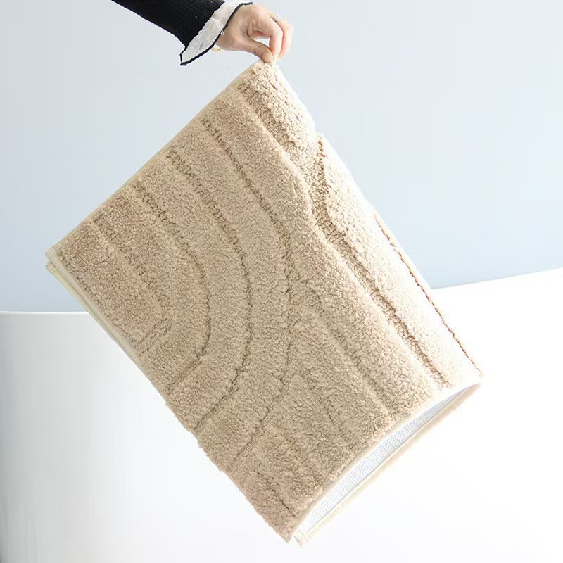 Flocked simple alfombra gruesa alfombra de baño estera antideslizante absorción de agua lavable máquina sala de estar dormitorio estera de puerta