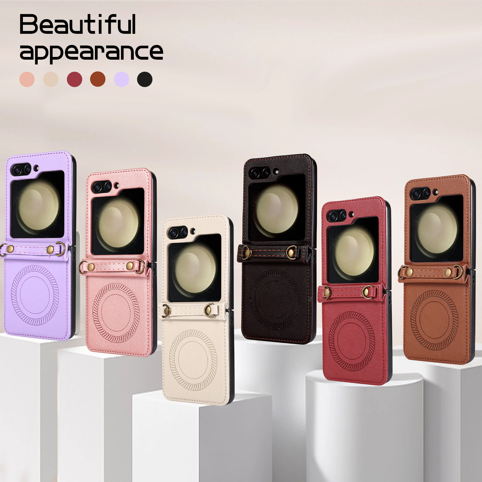 Magnetic Foldable Phone Case For Samsung Galaxy Z Flip 5 4 3_voghion.com