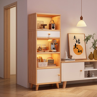 Bookshelf Storage Rack Floor Living Room Household Storage Display Shelf Multi-layer Storage Simple Corner Bookcase with Door