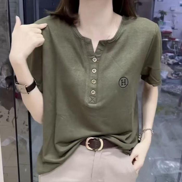 Summer plus size Short-sleeved T-shirt Women's Loose New Style Belly Covering Slimming All-match Mom Casual Top Women's Base Shirt Summer plus size Short-sleeved T-shirt Women's Loose New Style Belly Covering Slimming All-match Mom Casual Top Women's Base Shirt