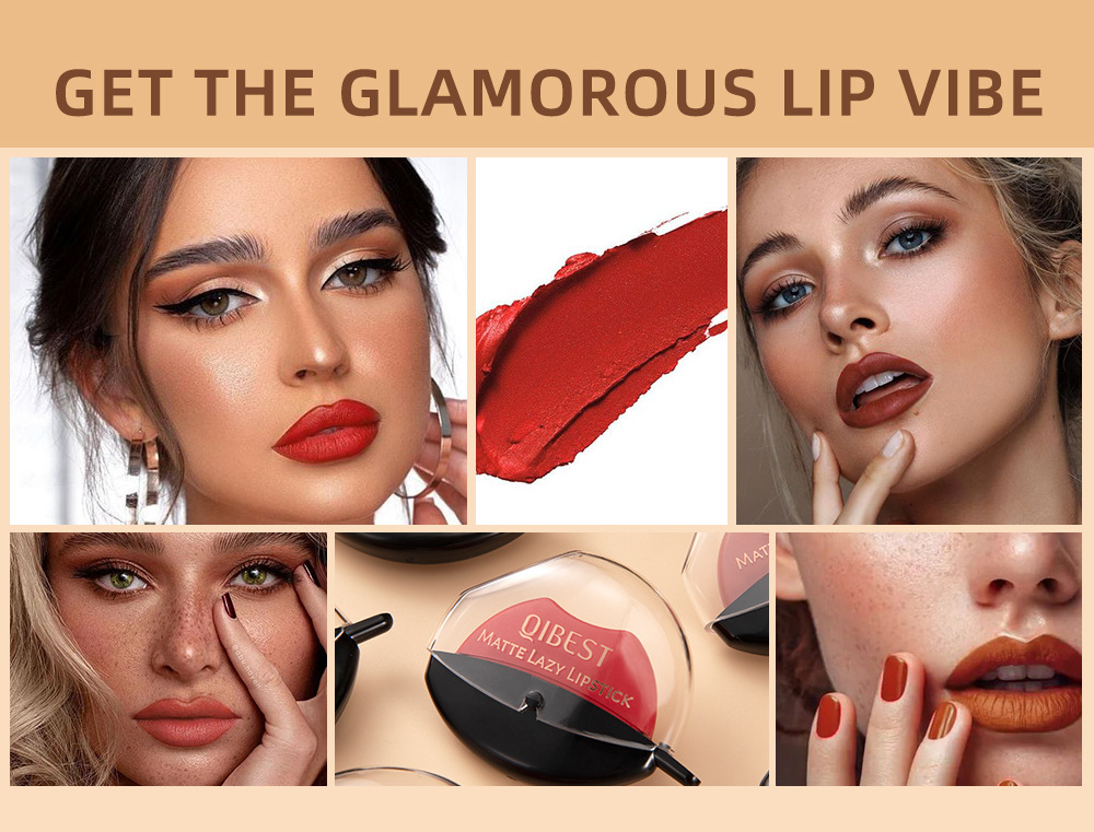 QIBEST Lazy Lip Lipstick is not easy to fade, has a long-lasting matte finish, and does not stick to the rim of the cup. Wholesale undefined