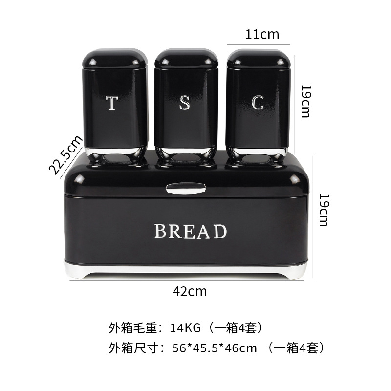 Caja de pan europea y americana transfronteriza Caja de pan retro para el hogar con caja de almacenamiento cuadrada plegable Caja de hierro Tanque de almacenamiento de cocina