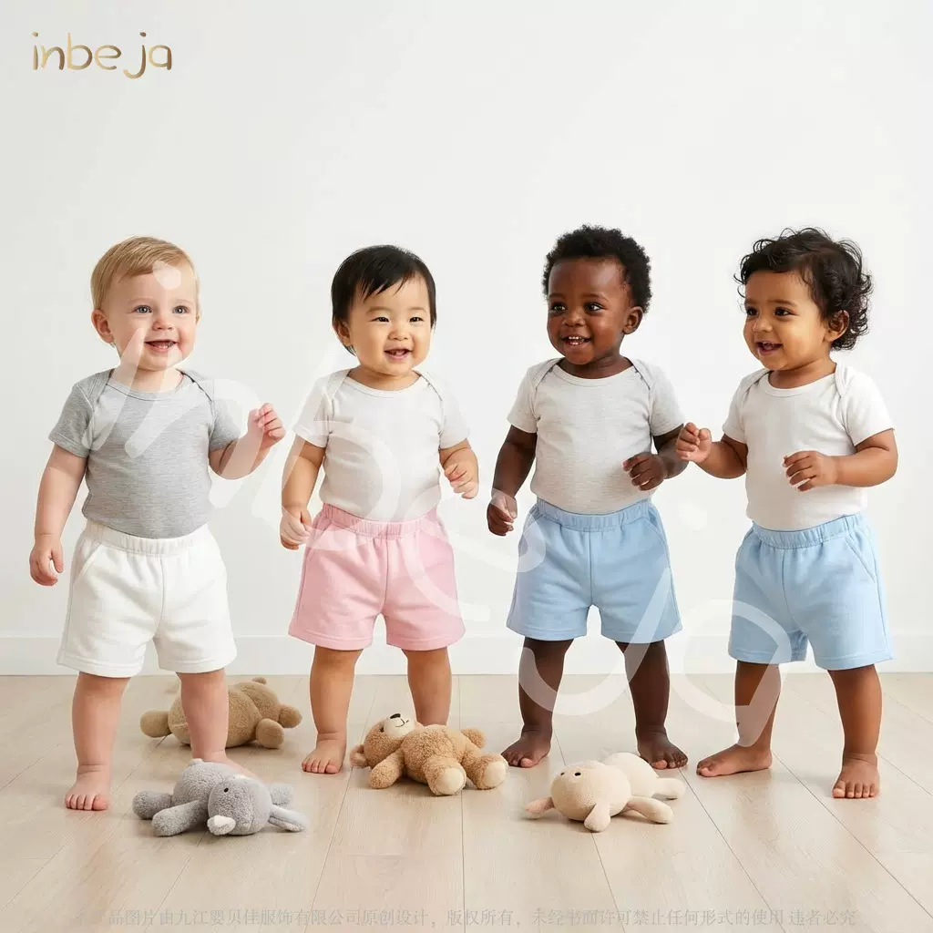 跨境外贸男女宝宝休闲纯色童裤口袋棉质短裤打底裤批发婴童裤子