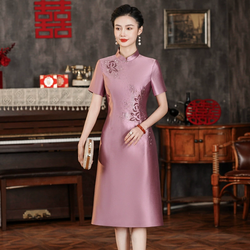 Мама средних лет весеннее платье 2024 новый иностранный чонсам свадебный банкет