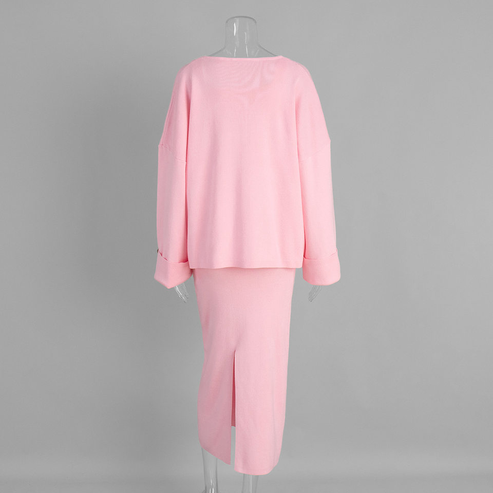 Set 3 món nữ gồm áo cardigan dệt kim dài tay, áo hai dây và chân váy dài — Bộ 3 chiếc màu hồng, Bộ 3 món màu nâu, Bộ 3 món mơ chi tiết 6