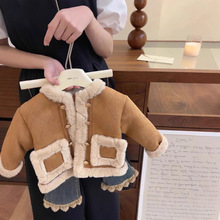 女童外套冬季新款韩版洋气皮毛一体加绒外套中小童一件代发