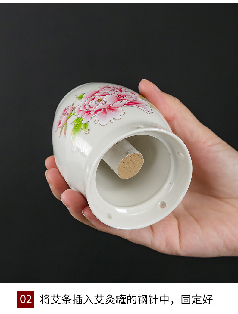 Ceramic Moxa Jar Portable Moxibustion Cup with Gua Sha Massage Function Double Layer Heat Storage quality and texture