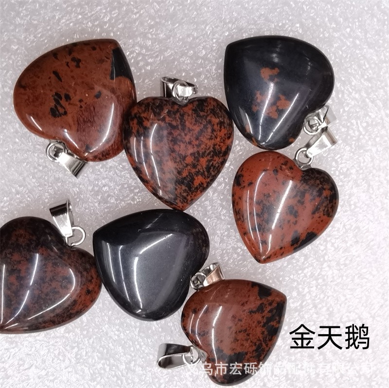 Natural cristal ágata Dongling Jade de doble cara en forma de corazón de amor colgante collar de accesorios de la joyería de la joya de la fábrica al por mayor