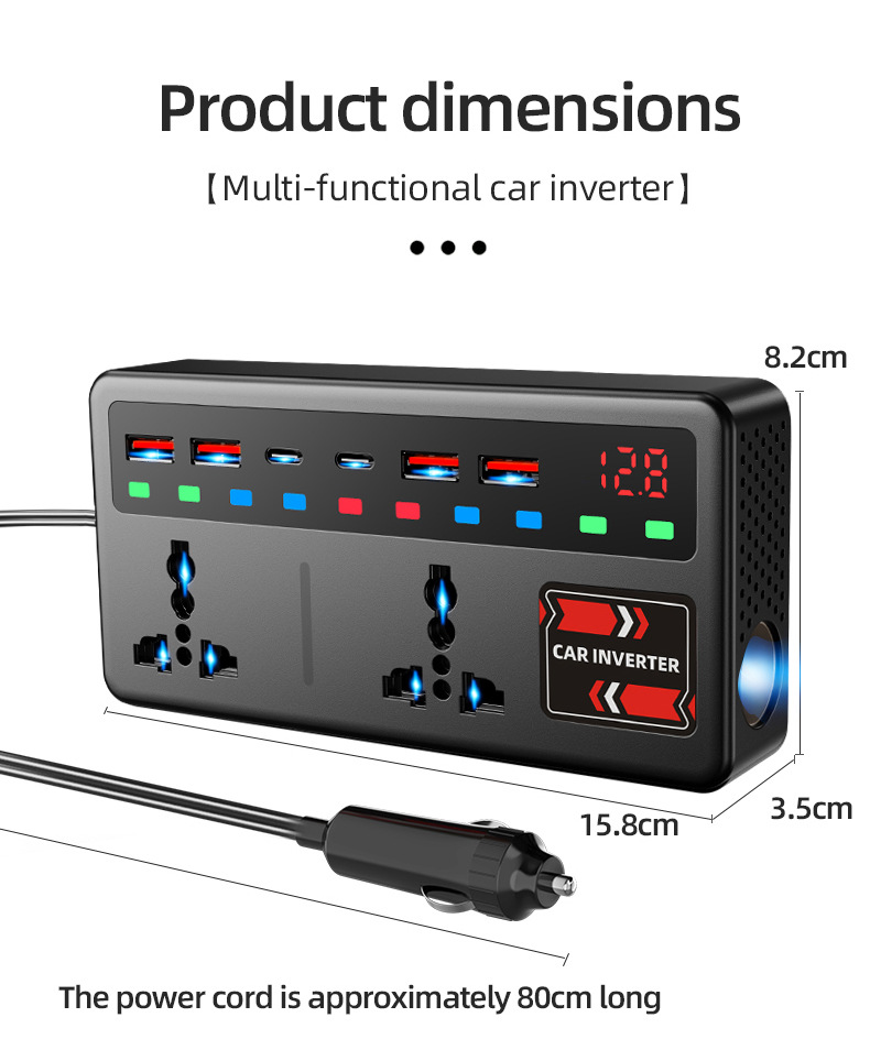 Car Inverter 12V24V Universal to 220V Intelligent High-Power Car Inverter Converter Mobile Phone Charger