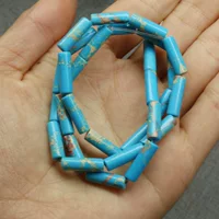Синтетический синий императорский камень 4x13mm цилиндрический кристалл круглая трубка разбросанные бусы нефритовый браслет бусы ювелирные изделия ручной работы